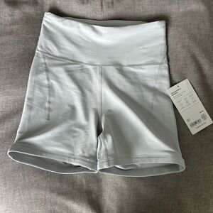 Athleta Gray and White Bike Shorts High-Waisted Stretch